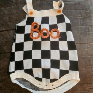🎃 NWOT 12M baby Handmade Yarn BOO sleeveless sweater bodysuit, 100% Cotton